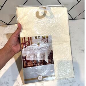 Vintage Home Trends Crochet Vinyl Table Cloth 60" x 90” Oblong Tablecloth